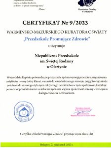 Przedszkole promujące zdrowie