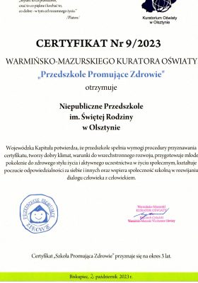 Przedszkole promujące zdrowie